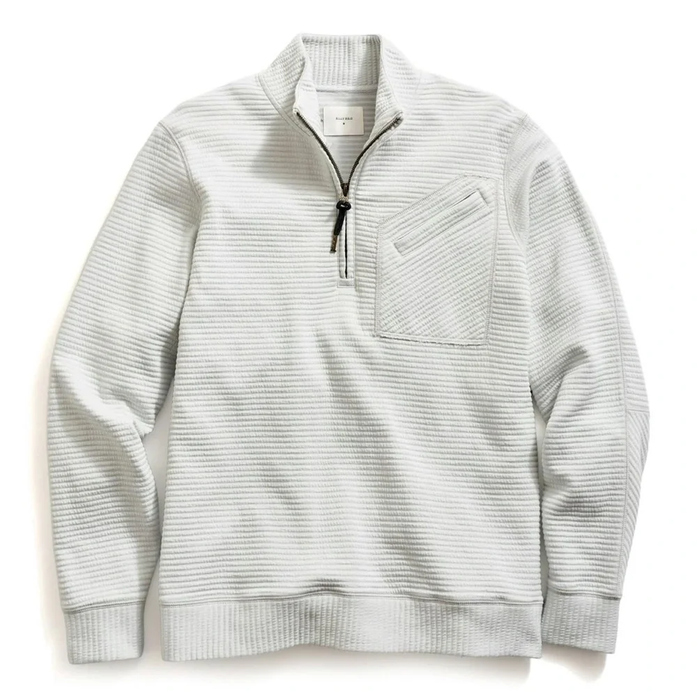 BILLY REID quilted half zip sweater pale blue size M